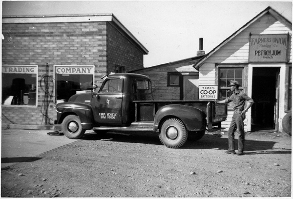 George Bokma with his 1951 Chevy pickup, circa 1952 | Farmer’s Union Trading Company